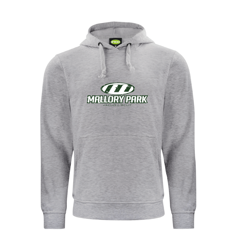Mallory Park Distressed Logo Unisex Hoodie - Grey melange