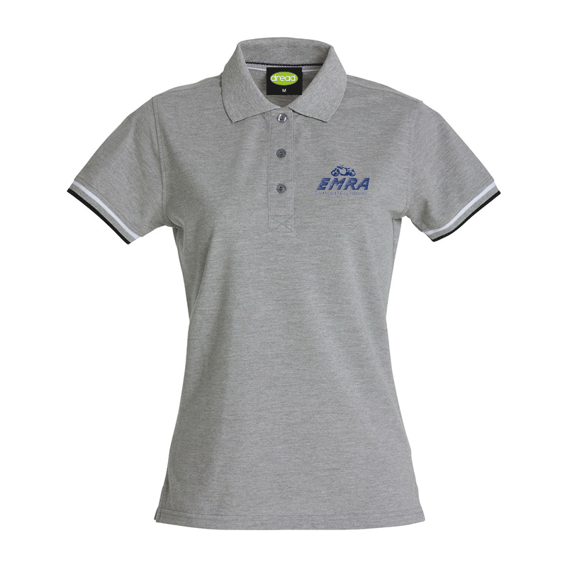 EMRA Striped Polo - Ladies - Grey Melange - BLU