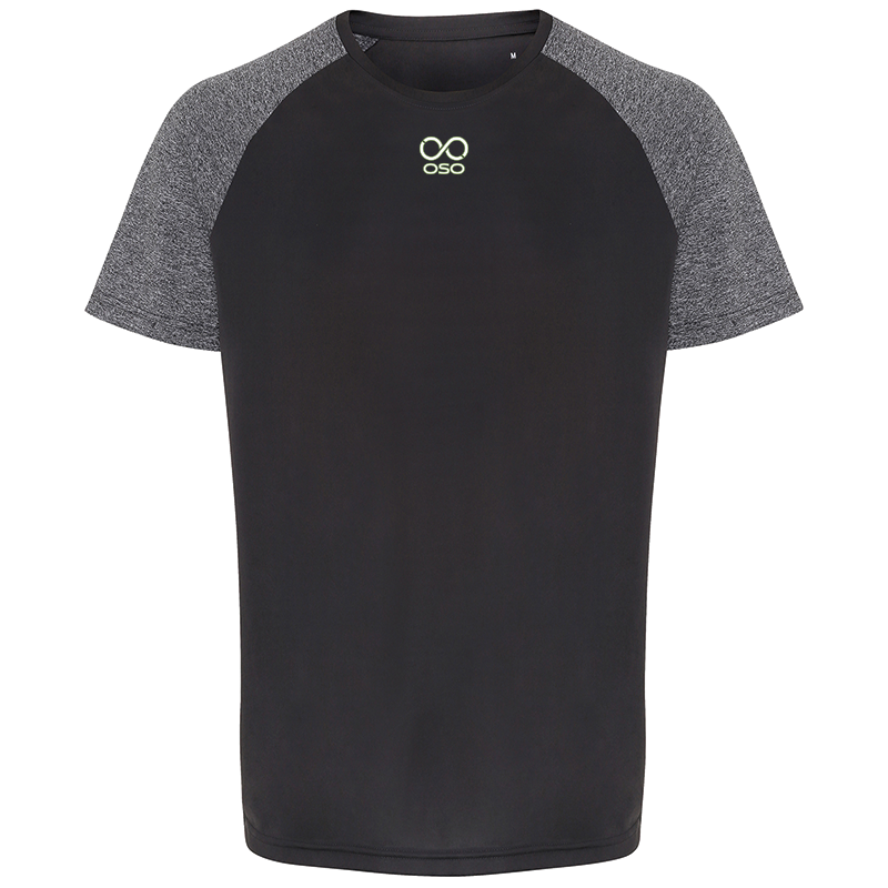 OSO Slim Fit Baseball Tee - Charc/Blk Melange