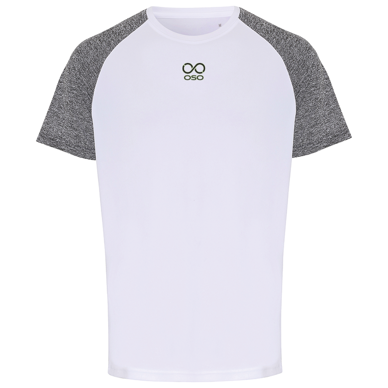 OSO Slim Fit Baseball Tee - Wht/Blk Melange